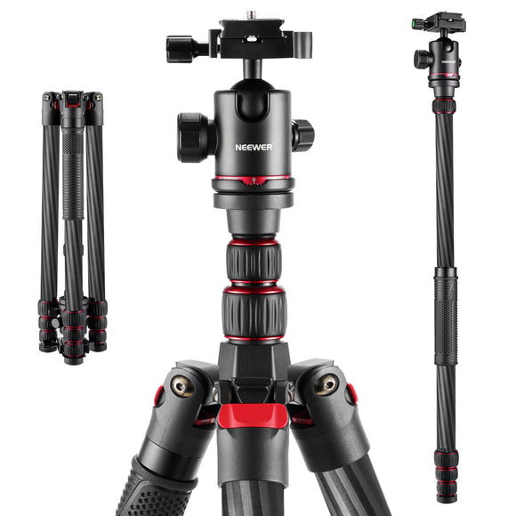 NEEWER N55CR 80.7” Carbon Fiber Tripod with 2 Section Center Axes